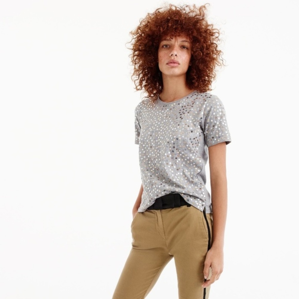 J Crew Silver Sequin Heathered T